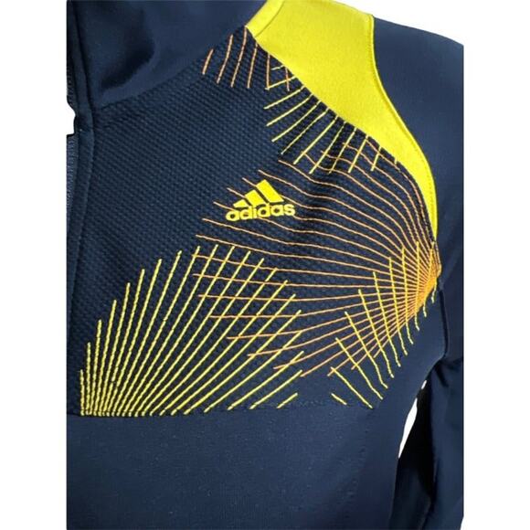 Adidas Climate Full Zippered Navy and Yellow Warm Up Jacket Size Small - Picture 5 of 5
